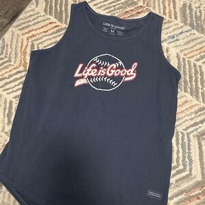 Life Is Good Dark Blue Baseball Tank Top